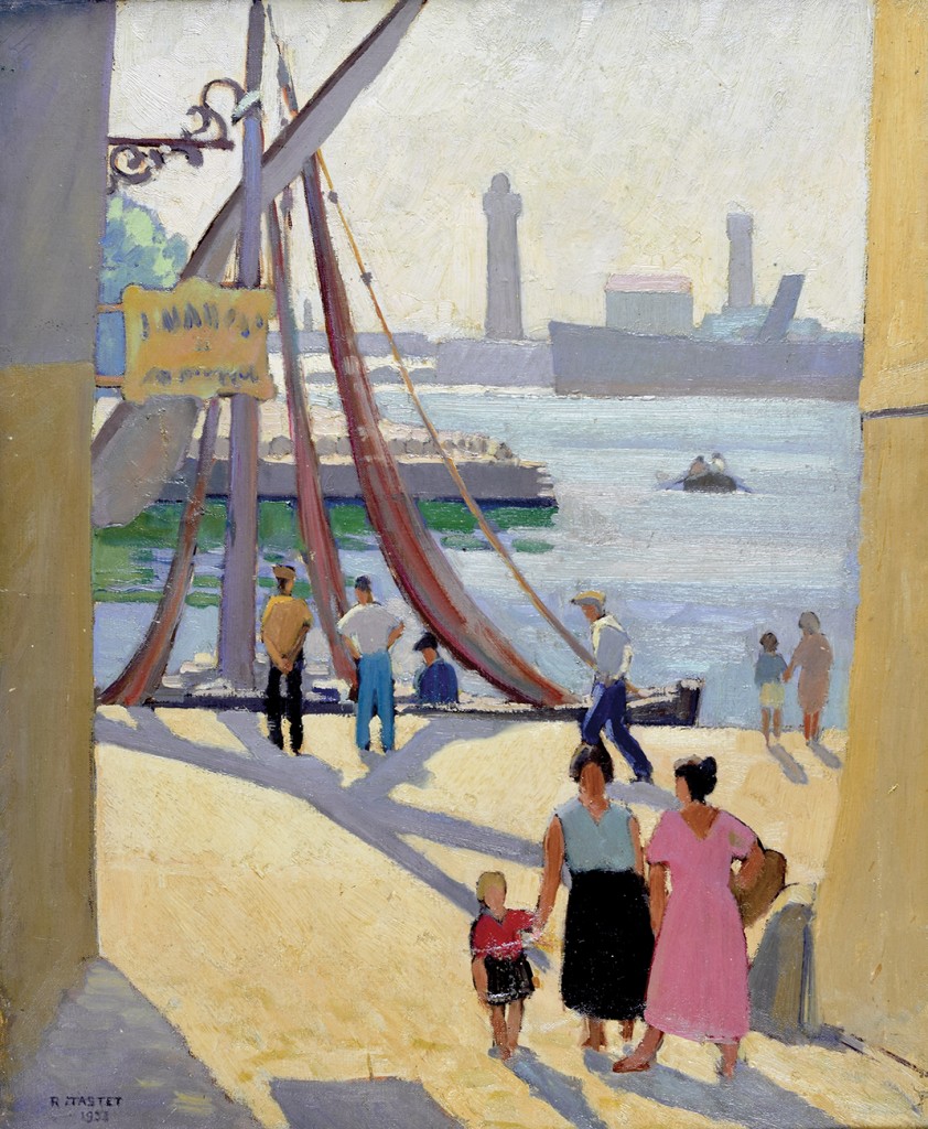 René TASTET - Le Port de Sète - 1932 - 64,5 X 53,5 cm