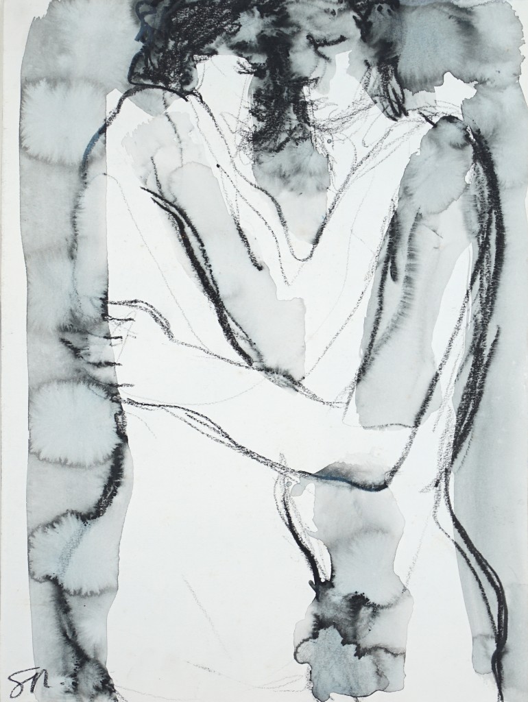 Sophie Sainrapt – Étreinte 6 - 30 X 40 cm – lavis à l’encre sur papier – 2006