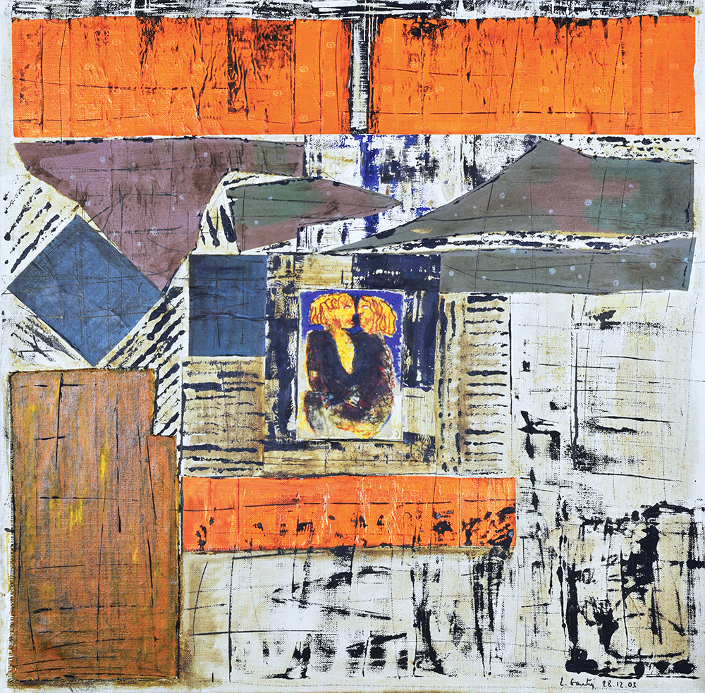 Laurence Gautier - Passage - 2005 - 80 X 80 cm - encre, huile et collages sur toile