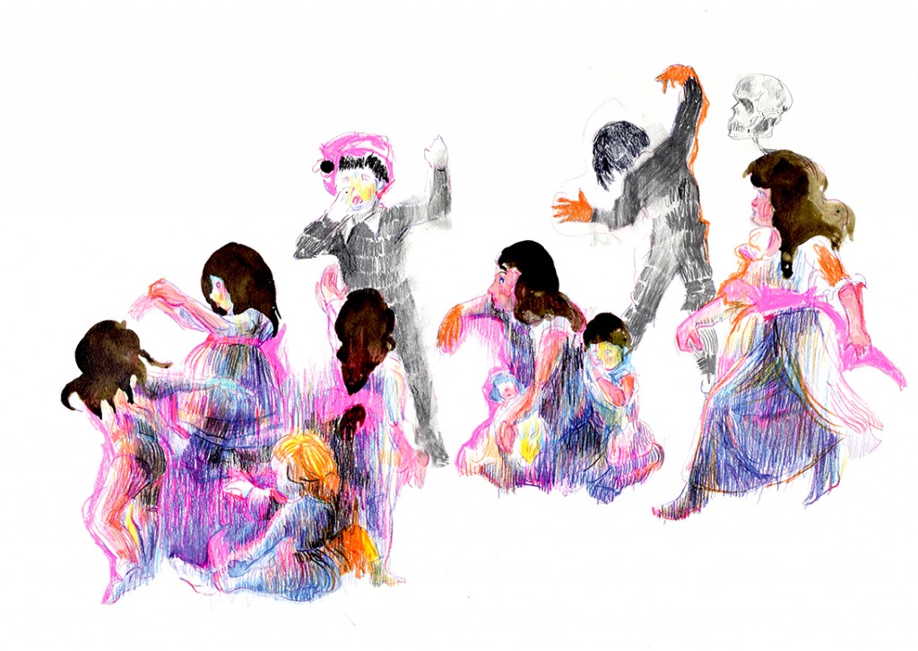 Florence Reymond - N°8, Série - Un peu de tenue, Madame - techniques mixtes sur papier -  49 X 70 cm, 2013 © Galerie Odile Ouizeman