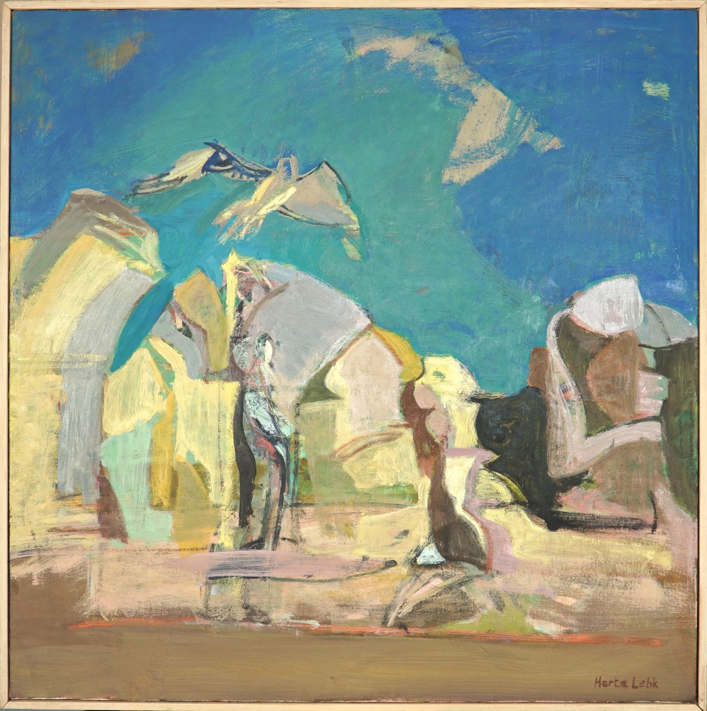 Herta LEBK - "Grands rochers au ciel vert II" - Huile sur toile - 80x80 cm - 2005