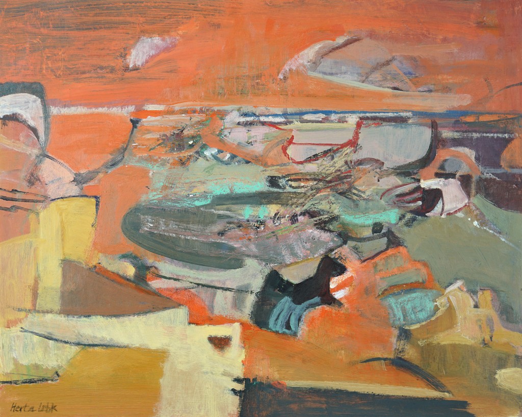 Herta LEBK - "Arizona au ciel flamboyant" - Gouache sur papier - 40x49 cm - 2000