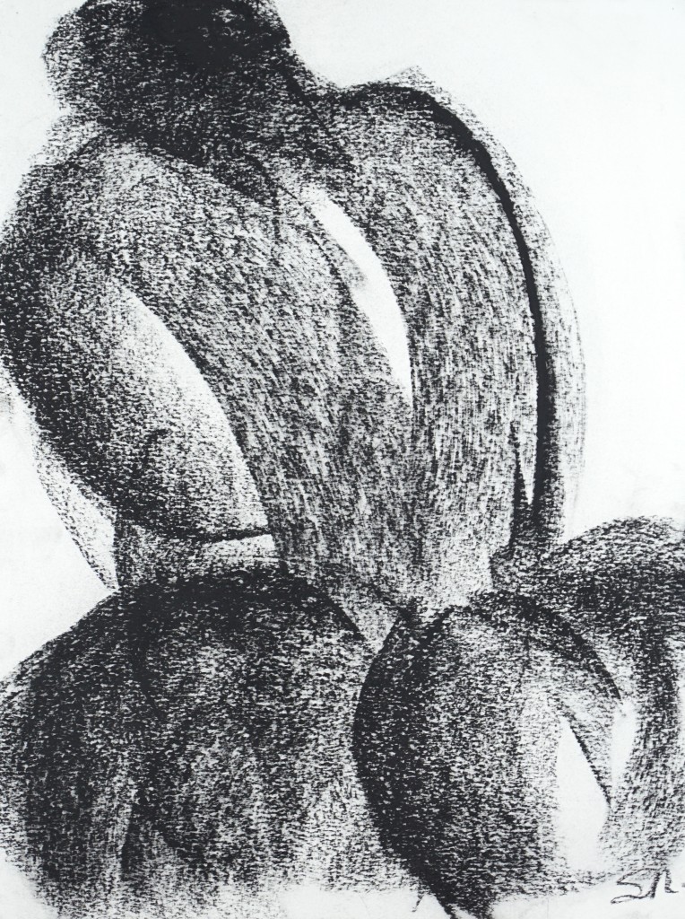 Sophie Sainrapt – Venus préhistorica 1 – 40 X 30 cm – fusain sur papier – 2020