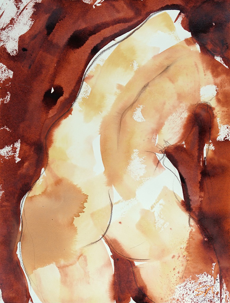 Terre de Sienne brûlée 4 - encre sur papier - 65 X 50 cm - 2017