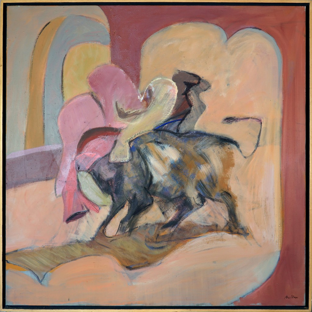 Claude BELLAN - Tauromachie rose II - 100 x 100 cm - 2000 - huile sur toile - 2800€